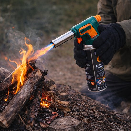 Eurocatch Gasbrander 1300°C – Zwart/Metaal – Butaan Soldeer- & Crème Brûlée Brander