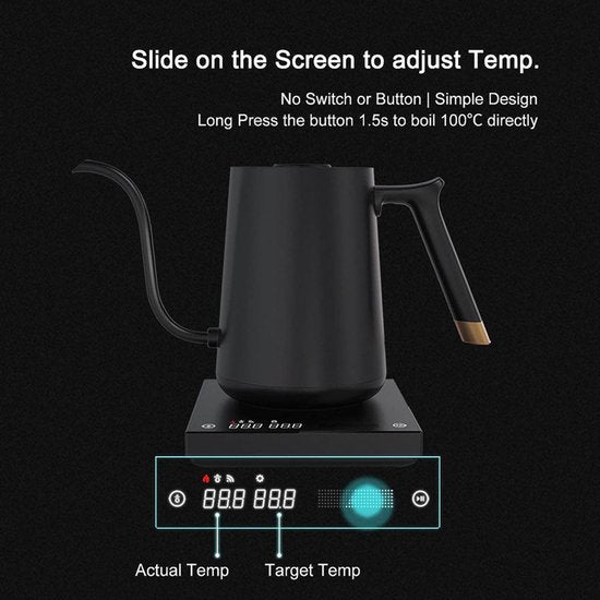Timemore Fish Smart Electric Coffee Kettle waterkoker 0,6 l 1000 W Zwart