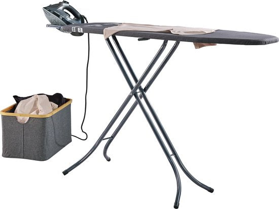 Leifheit strijkplank Classic M - 120 x 38 cm strijkvlak - in hoogte verstelbaar - zwart