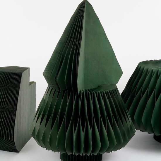 Mica Decorations Papieren Kerstboom - Opvouwbare Kunstkerstboom - H212 x Ø120 cm - Kerst Decoratie - FSC Mix - Groen