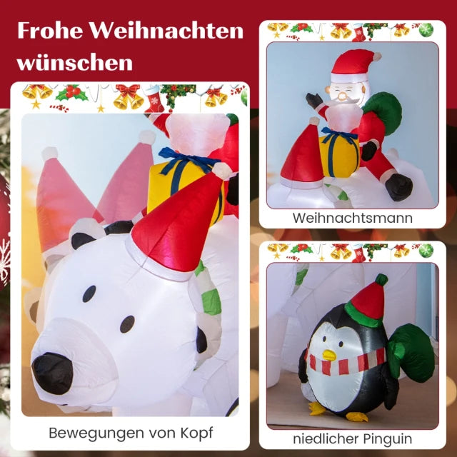 Costway Opblaasbare Kerstdecoratie – Incl. LED & Accessoires – 230 x 70 x 210 cm – Veelkleurig