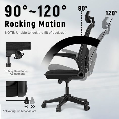 Lifegoods Ergonomische Bureaustoel - Draaibaar - Hoofdsteun - 150 kg - Zwart
