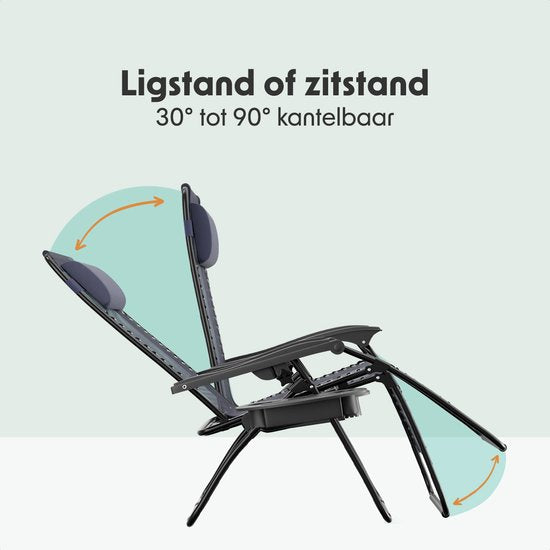 LifeGoods Opvouwbare Tuinstoelen - 2 Stuks - Ligstoel Tuin - 30°-90° Verstelbaar - Metaal - Blauw