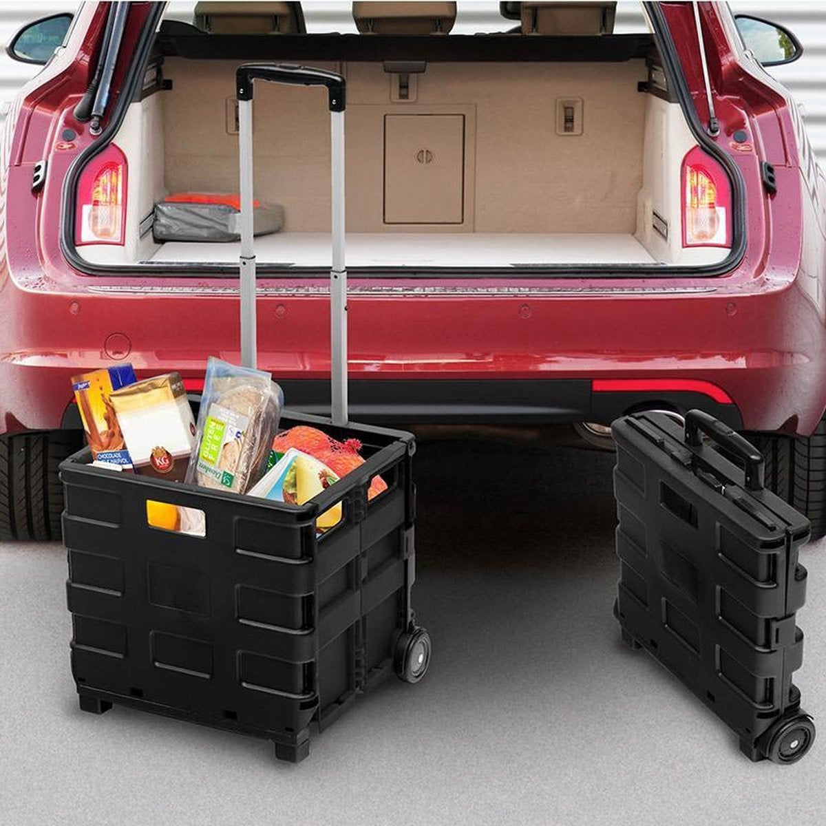 O'DADDY® Boodschappentrolley met wielen -  XL - 50L met 2 wielen - inklapbaar - Zwart