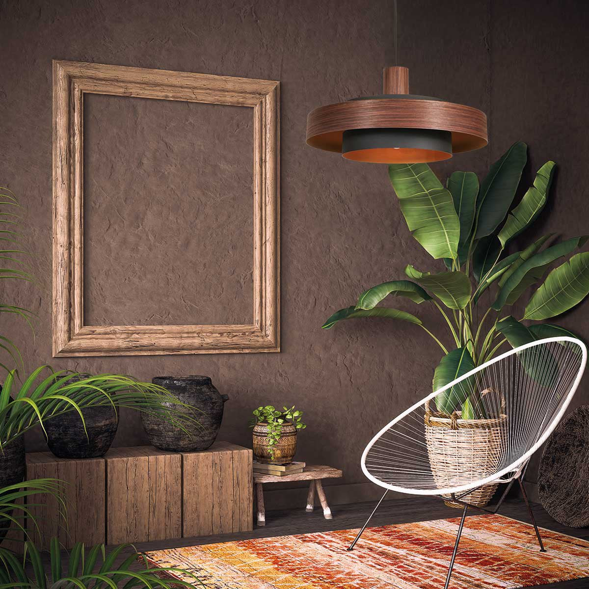 Anne Lighting - hanglamp - Flinter - bruin - metaal - Ø 50cm - E27 - 3329E