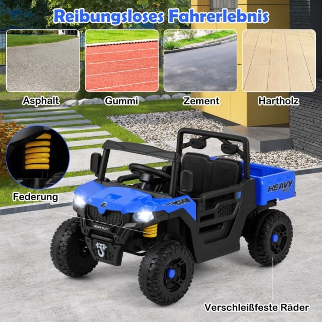 Coast Elektrische Kinderauto 12V – Kiepwagen met Afstandsbediening 106 x 60 x 59 cm – Donkerblauw
