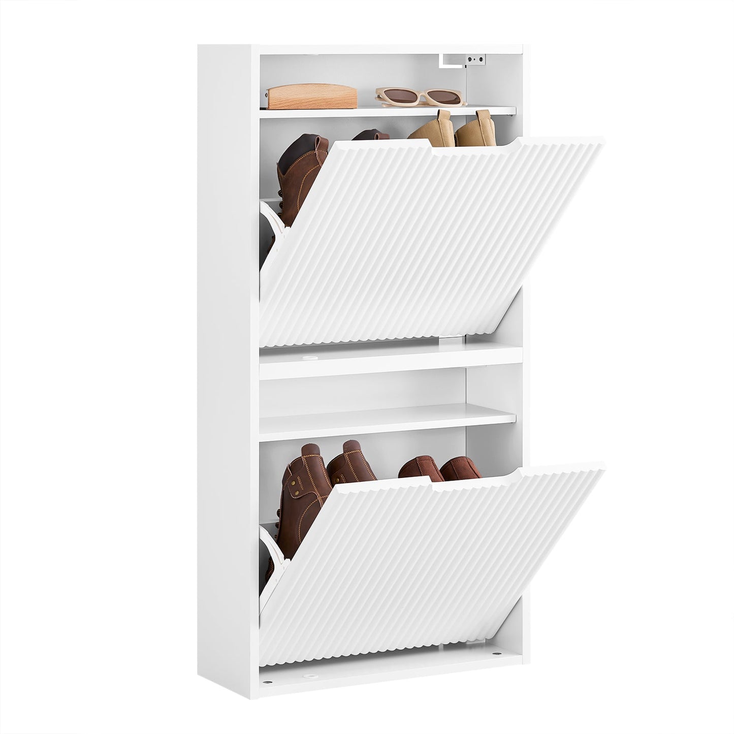 sobuy schoenenkast - 50 × 19 × 100 cm - wit – ultradun & flexibel te monteren