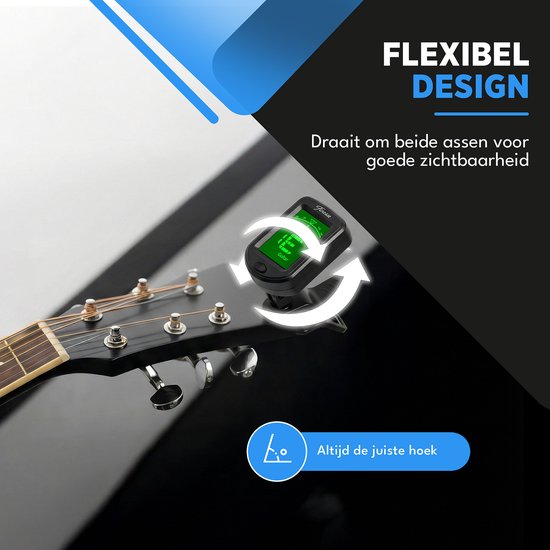 Finesse Stemapparaat Gitaar, Basgitaar, Viool, Ukelele - Chromatisch stemmen - Tuner