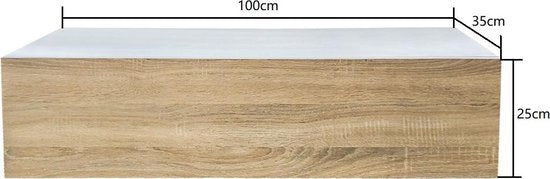 Zwevend halkastje - hangende dressoir kast - 100 cm breed - lichtbruin