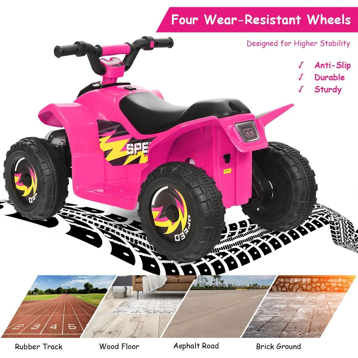 Coast Stroller Mini Electroquad 6 V Battery-Operated Quad 2,8-4,6 km / u Pink Pink