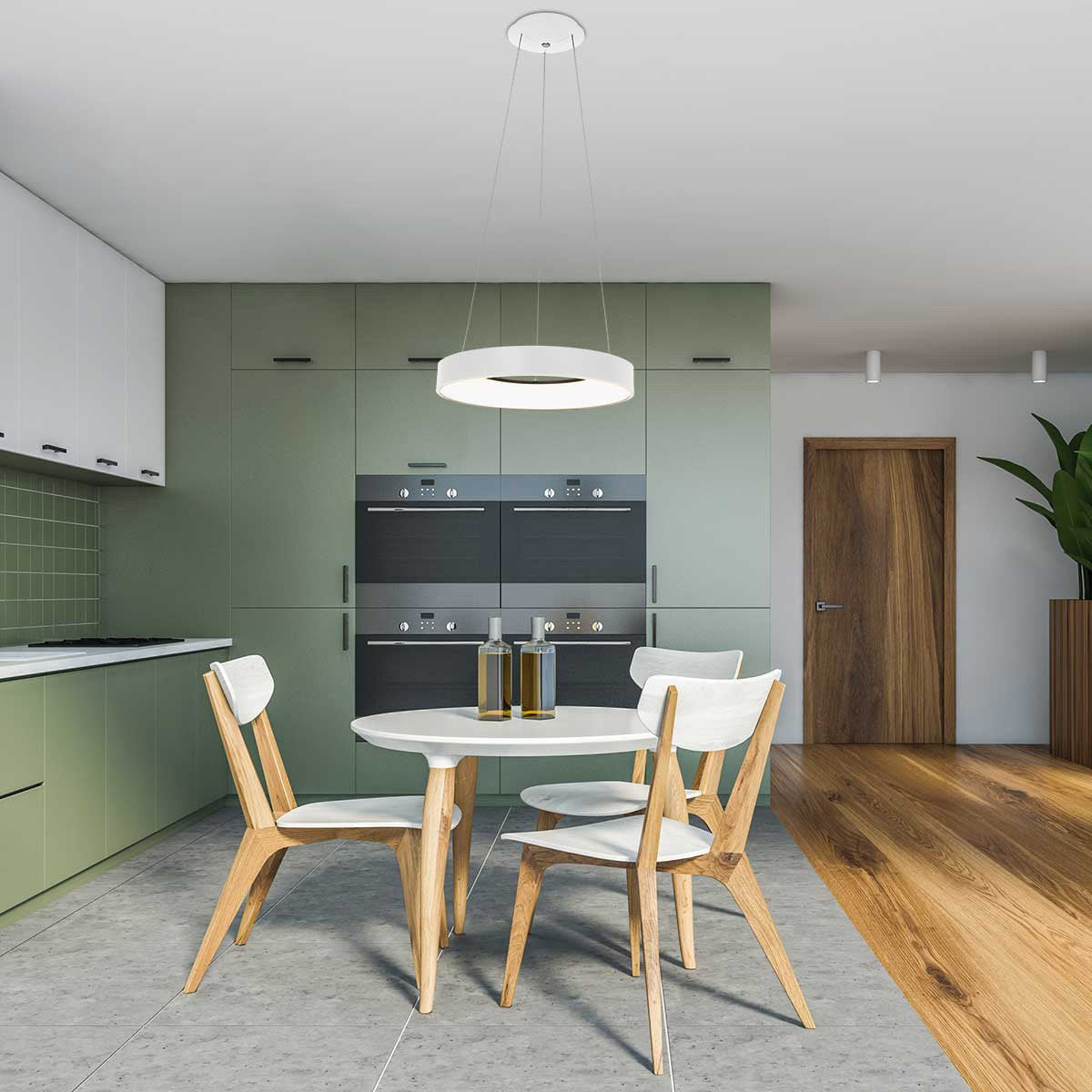 Hanglamp Ringlede 2695W Wit rond 48cm elektrisch verstelbaar hoogte met kunststof en metaal Steinhauer Modern