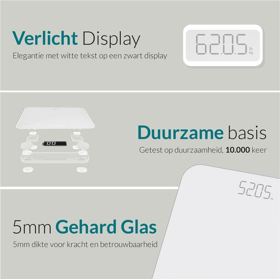 e.volve Weegschaal Personenweegschaal Digitaal - Incl. Batterijen - Digitale Weegschaal