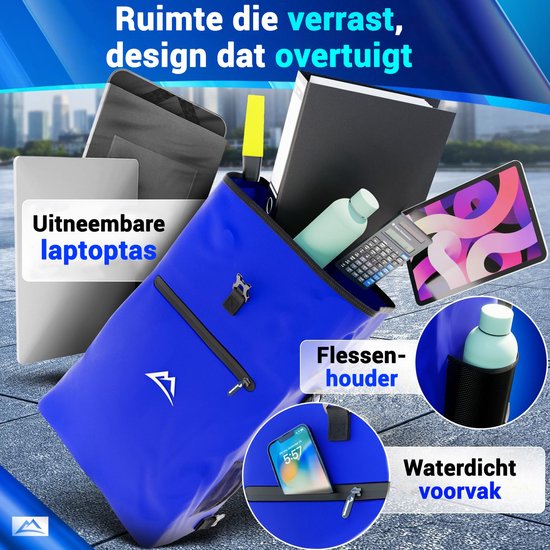 Nextcover 3in1 Fietstas Enkel voor Bagagedrager [PVC vrij] | Waterdichte Fietstas, Rugzak en Schoudertas 25L | Ideaal voor Laptop en Wekelijkse Aankopen | Fiets Tas Enkele | Fietstassen