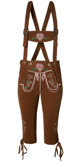 dressforfun Lederhose Walchensee - Maat L - Bruin - Kniehoogte - Met Bretels