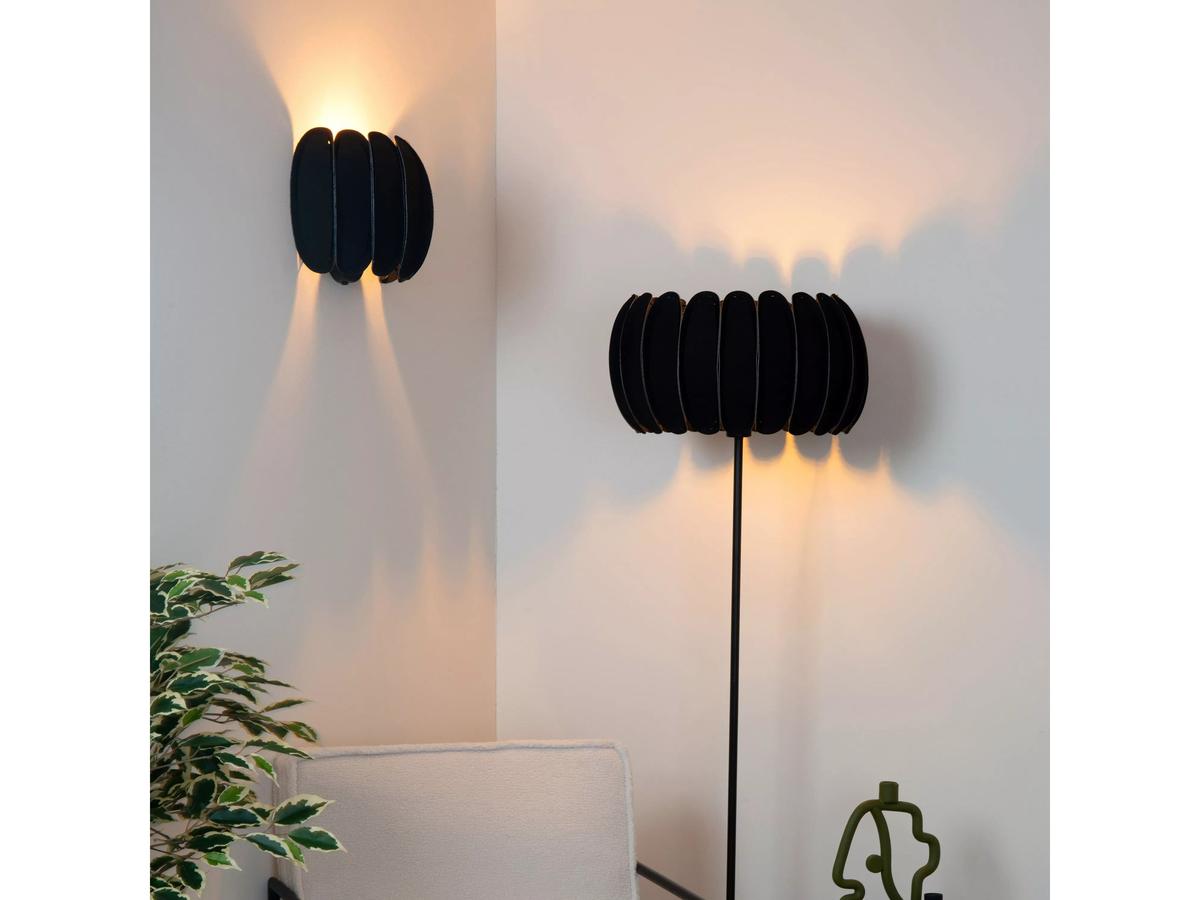 Lucide Wandlamp Spencer - Vilt en Metaal - 24 x 15 x 24 cm - Zwart