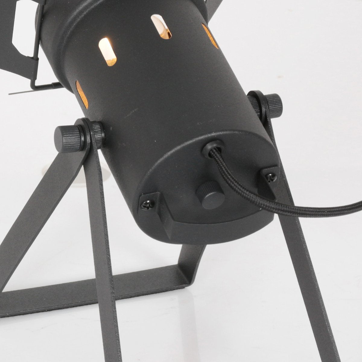 Tafellamp Carré 3380ZW - zwarte industriële lamp van metaal en kunststof, kantelbaar, E27 fitting, Mexlite