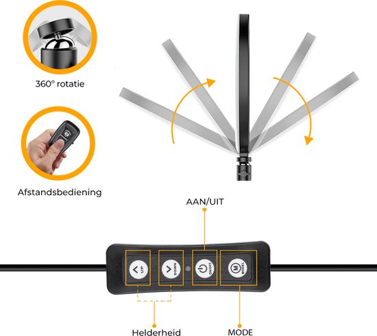 Studio ME Ringlamp met Statief - 10 inch / 26 cm - Ring Light - Rosegoud - Tiktok Lamp - Ringlight met Statief - 30 Lichtstanden - Ring Lamp - Incl. Afstandsbediening & Mini Tripod - Ringlampen