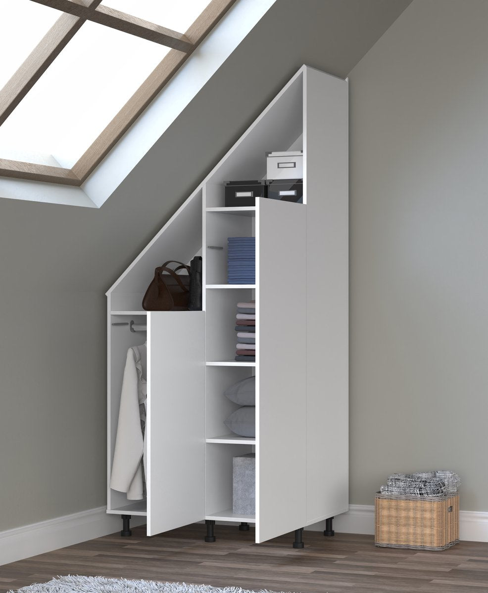 TheBestOf Furniture Opbergkast Wit - Voor Schuine Wand - 91 x 47 x 94/182 cm