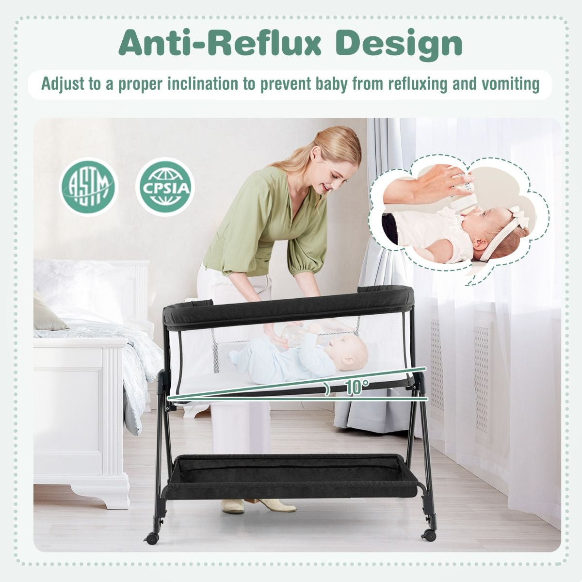 Coast Babybed - Opvouwbaar - Reiswieg - Max. 9 kg - Zwart