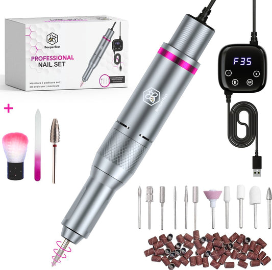 Beeperfect - Elektrische Nagelvijl Advanced - Nagelfrees - Manicure en Pedicure set - 35.000RPM - 26 Bitjes en 66 Schuurrolletjes
