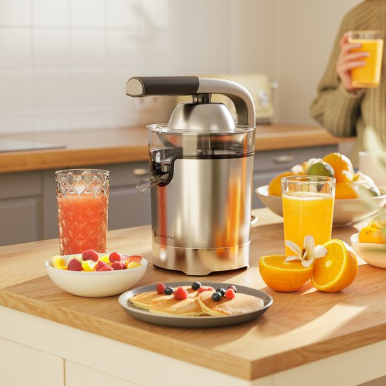 KitchenBrothers Citruspers - Compact - Met Uitloop en Pershendel - 0.35L - RVS