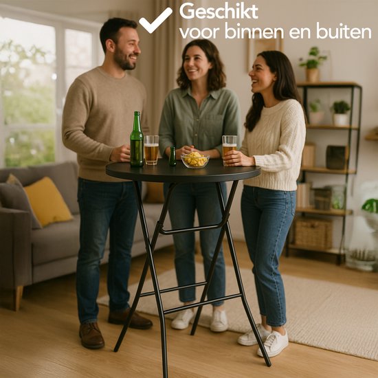 Brixy 2x Stevige Zwarte Statafels - Partytafel - Robuust en Weersbestendig - Inklapbaar - 80cm x 110cm - Feest