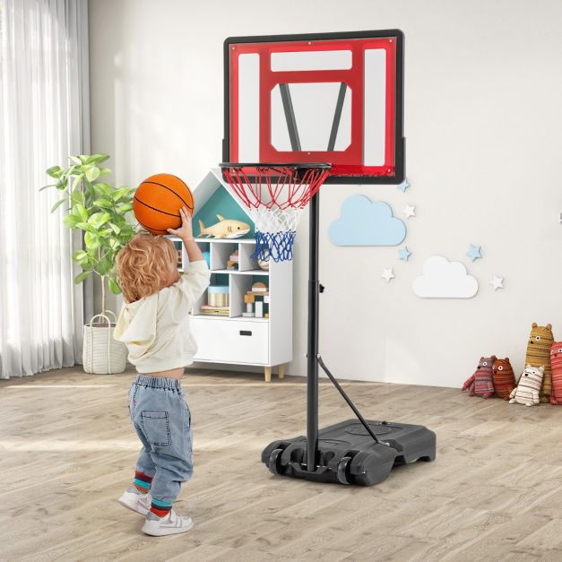 Coast Verstelbare Basketbalring voor Zwembad – 165-185 cm Hoog – Rood – Draagbare Basketbalstandaard voor Kinderen, Tieners en Volwassenen