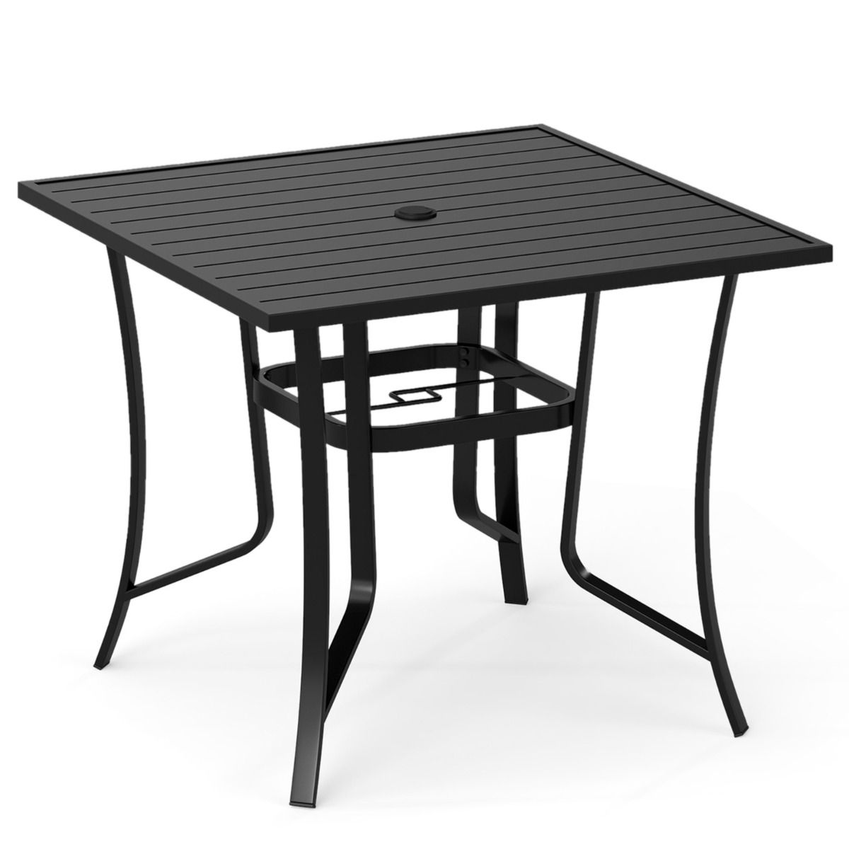 Coast tuintafel met parasolgat - vierkante eettafel - lattenblad - zwart - 91 x 91 cm