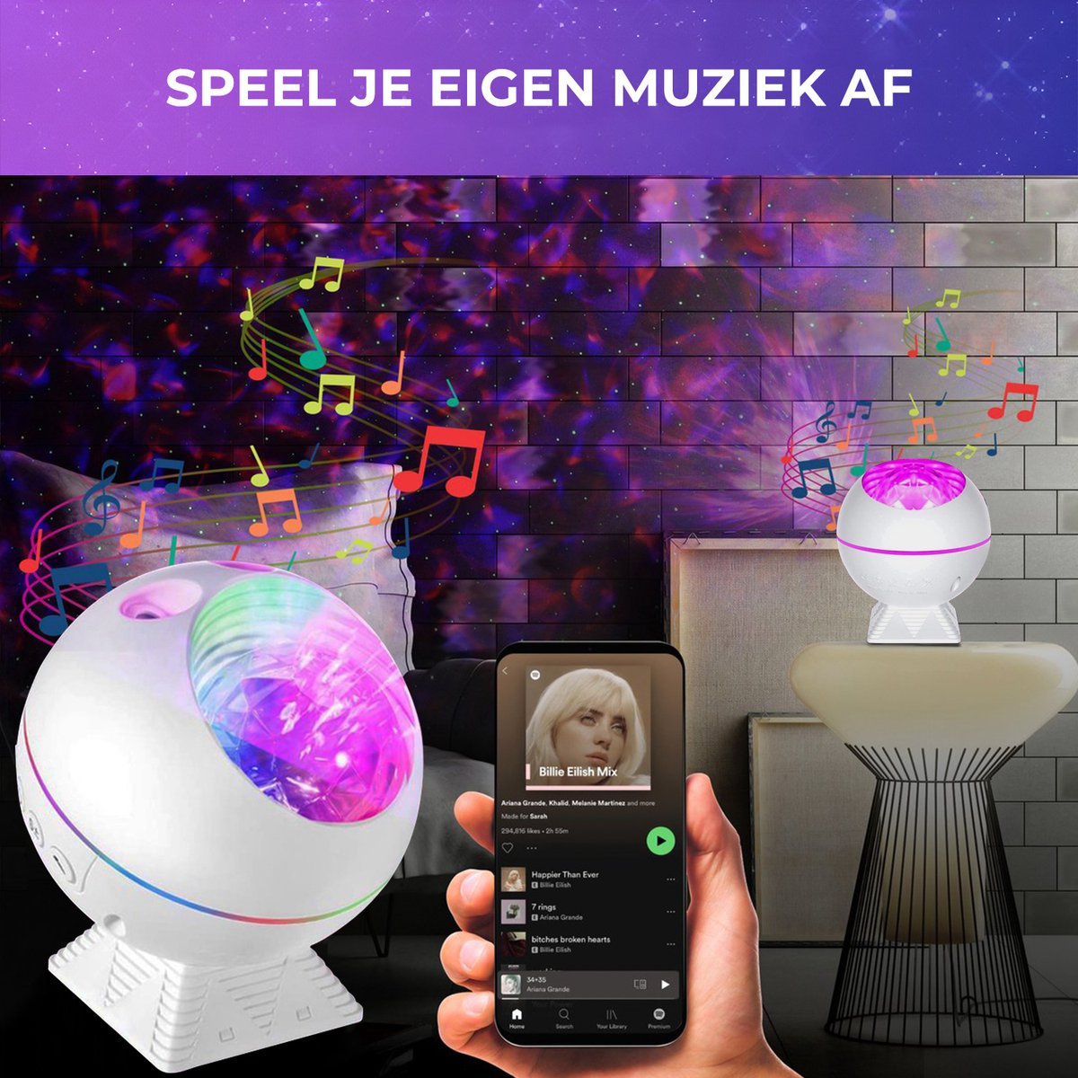 MostEssential Premium Sterren Projector - Bluetooth 5.0 - USB - 3000 lm - Wit