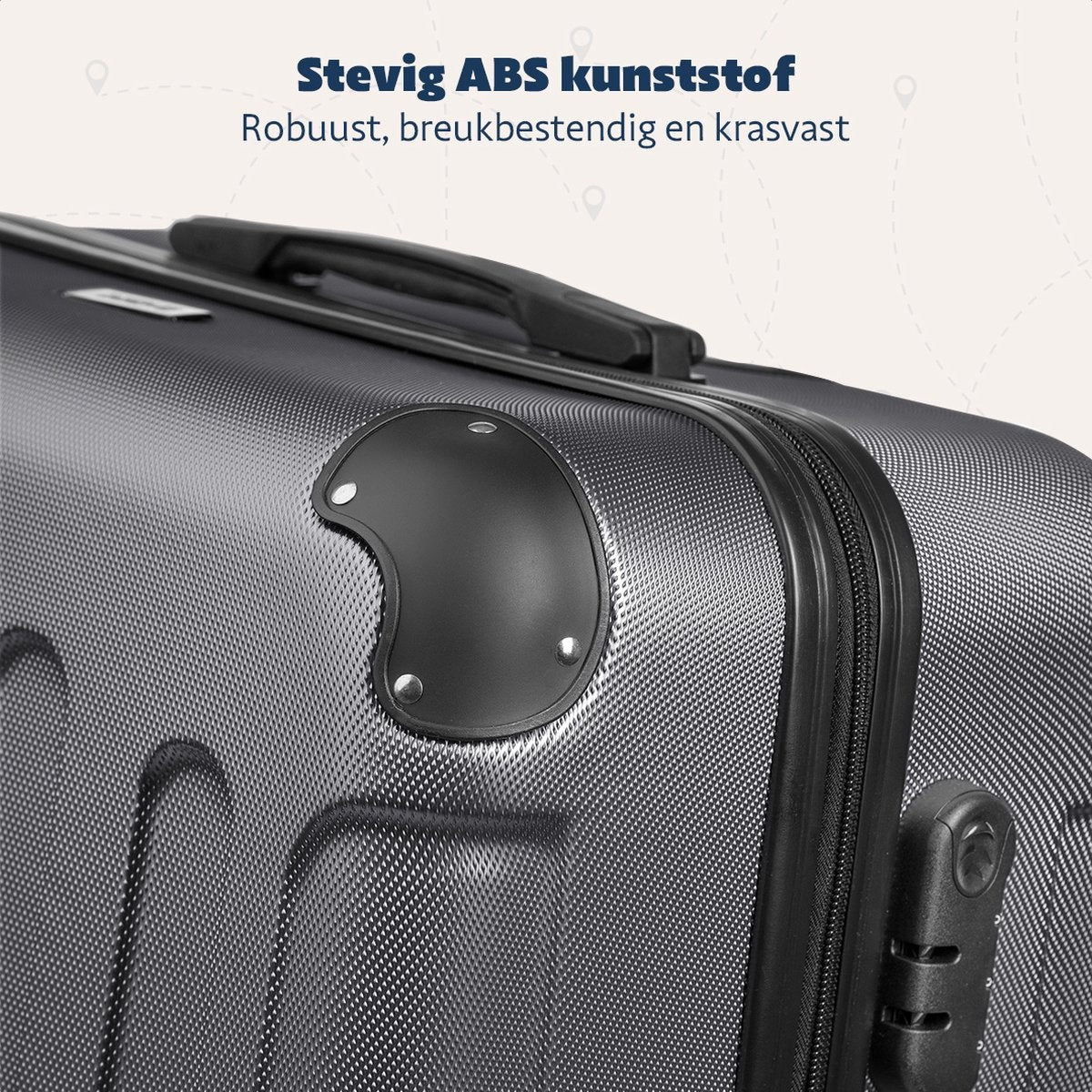 TRVLMORE Kofferset - 3 Delig - Complete Set - 38L Handbagage + 70L en 110L Ruimbagage - Donkergrijs