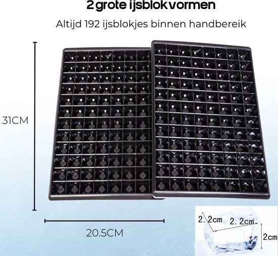 The Plunge® IJsblokjesvorm (2 Stuks) - 192 ijsblokjes - Vierkant - Zwart