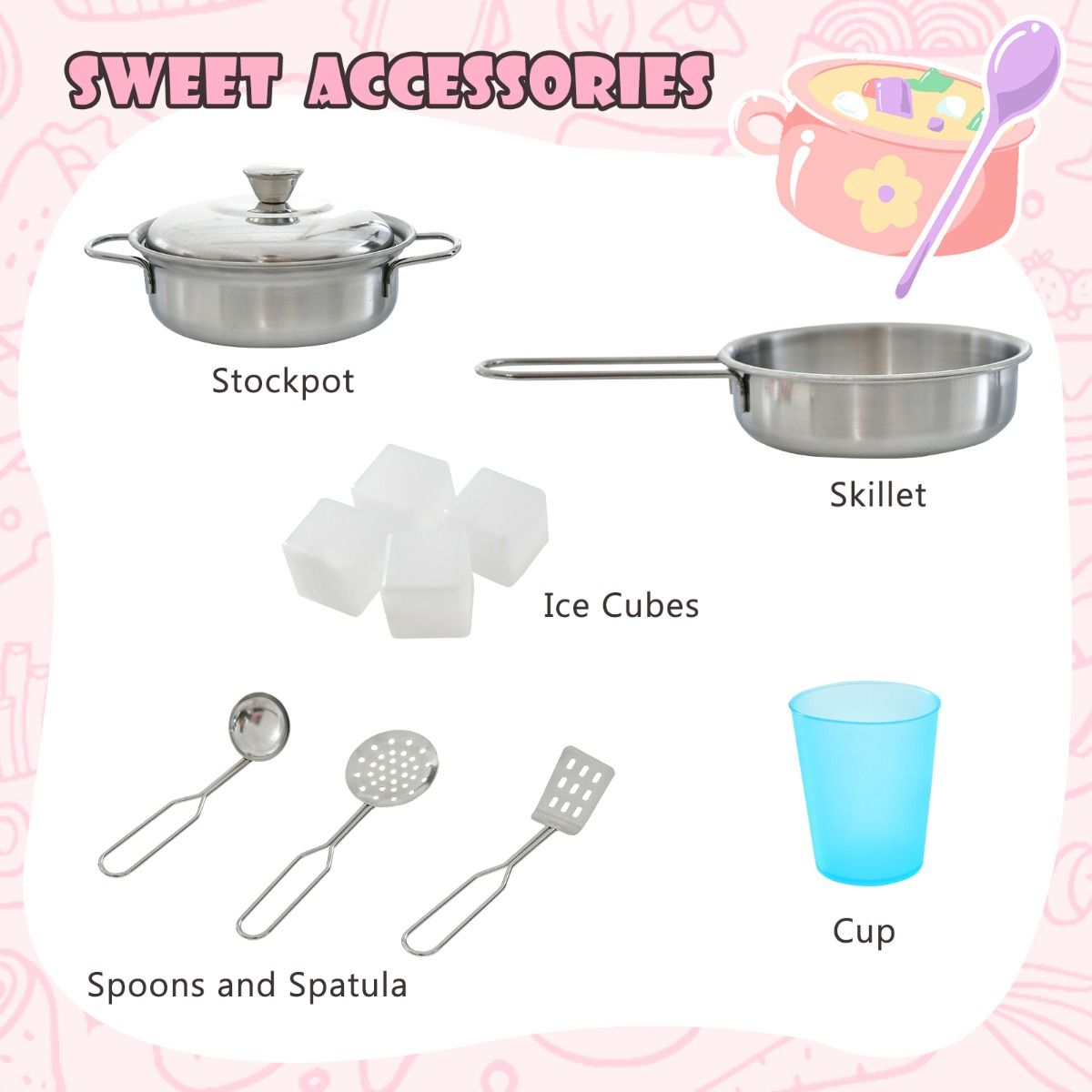 Coast Kinderkeuken - complete speelkeuken met accessoires - magnetron, ijsmachine, vaatwasser en oven - roze