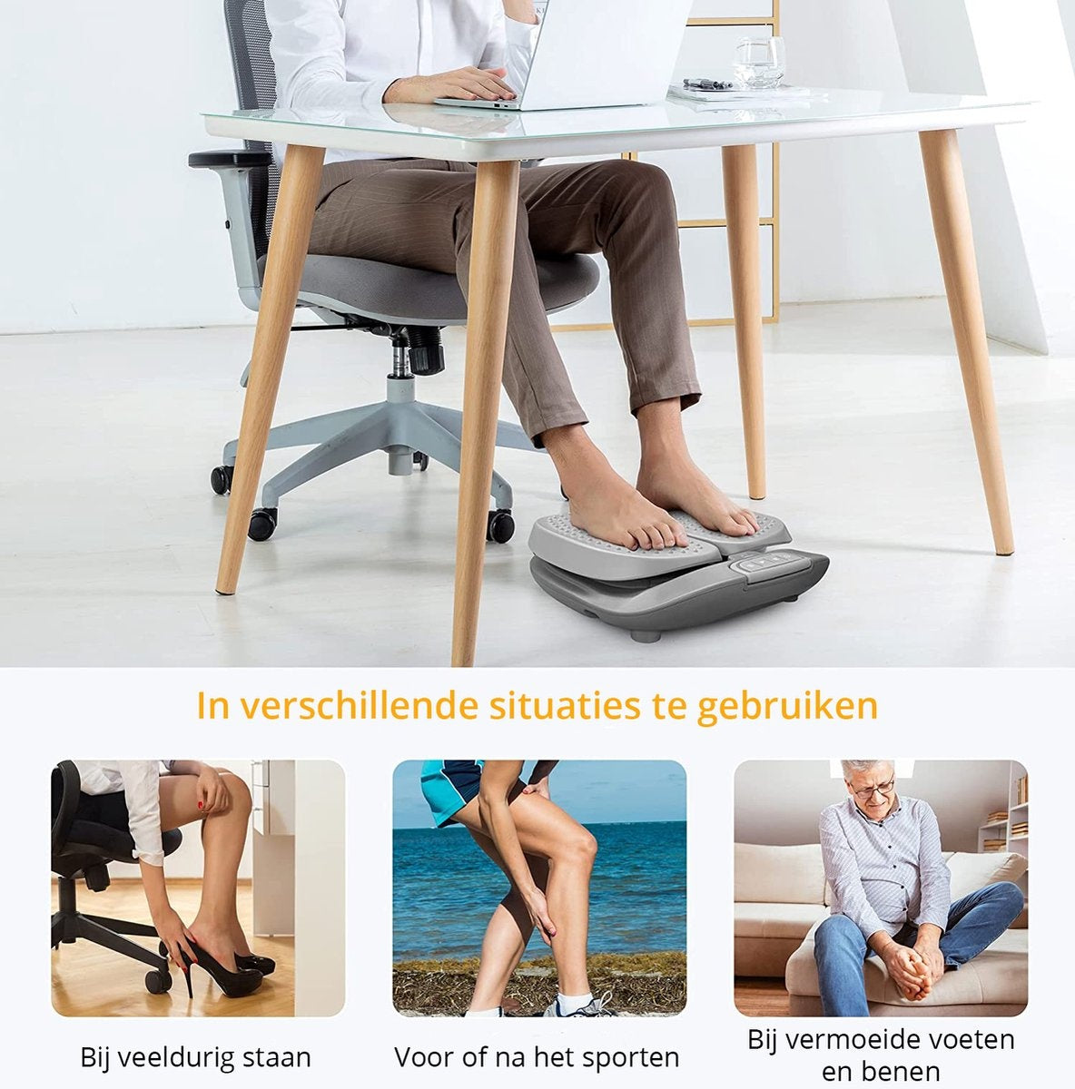 Lifeproducts Voetmassageapparaat – Verwarmend & Vibrerend – 36W – 42,3 x 33 x 11,5 cm – Grijs