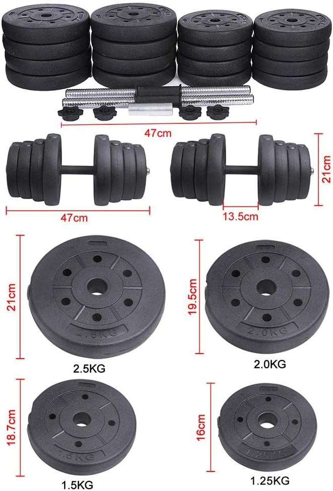 Yaheetech Set van 2 Dumbbells - 30 KG - Antislip Handgreep - Verstelbaar - Zwart