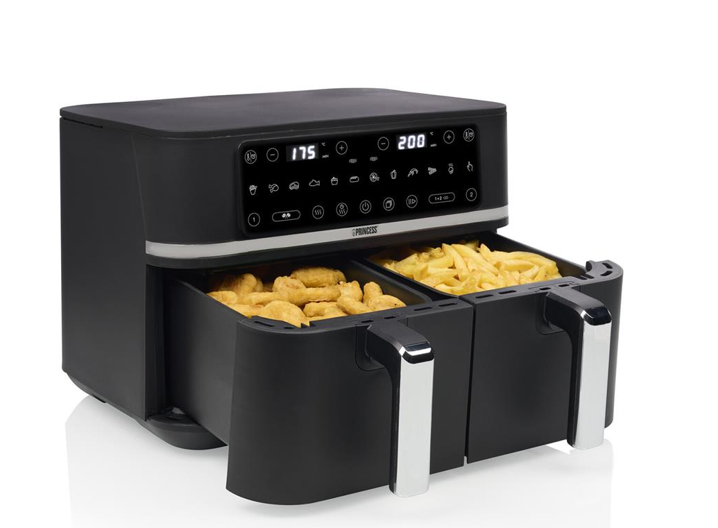 Princess 183050 Airfryer met Dubbele Mand - Zwart - 36,1 x 29 x 40 cm