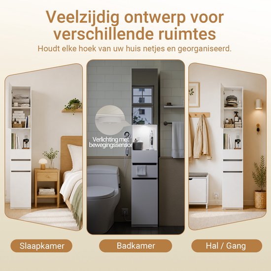 SoBuy BZR240-E-W Badkamerkast - 30 x 30 x 180,5 cm - Wit