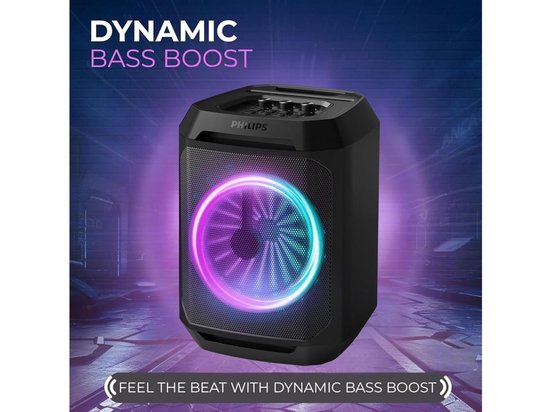 Philips Bluetooth Party Speaker TAX2208 – Karaoke – Feestverlichting – DBB Bass Boost – Tot 7 uur speeltijd-Zwart