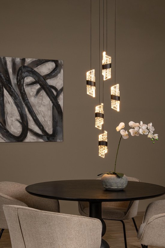 Lucide KLIGANDE - Hanglamp - Ø 30 cm - LED Dimbaar - 5x8W 2700K - Zwart