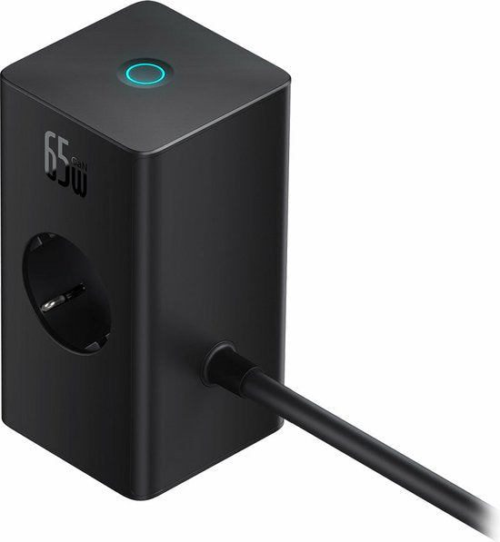 Baseus GaN 65W Fast Charge Laadstation met AC/USB-C/USB-A Zwart