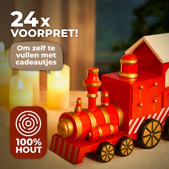 Adventskalender Locomotief - Laden om zelf te vullen - Herbruikbaar