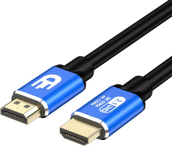 Drivv. Premium HDMI Kabel 2.1 - Ultra HD High Speed 8K - HDMI naar HDMI - Geschikt voor gameconsoles - 10 meter - Blauw