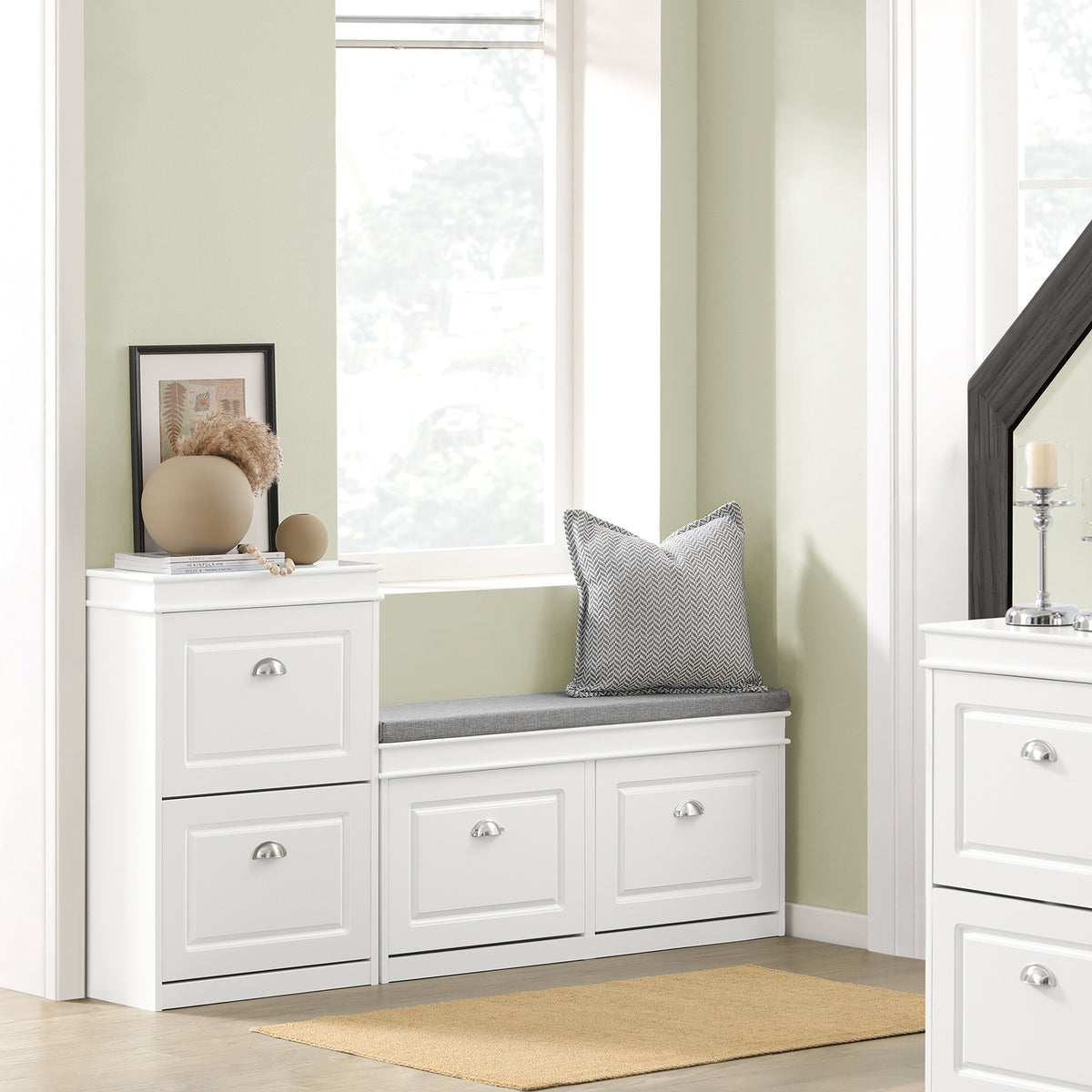 SoBuy Smalle Schoenenkast met 2 Kleppen - Wit - 24 x 60 x 102 cm