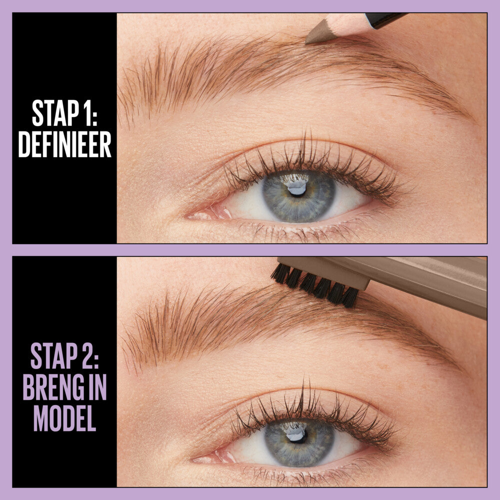 Maybelline Express Brow Wenkbrauwpotlood - 04 Deep Brown - Slijpbaar met Borsteltje - Waxformule