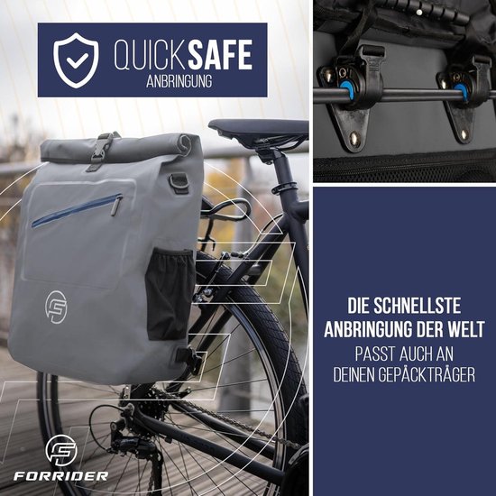 3-in-1 fietstas voor bagagedrager en rugzak - waterdicht - 27 liter - reflecterend - zadeltas voor fiets