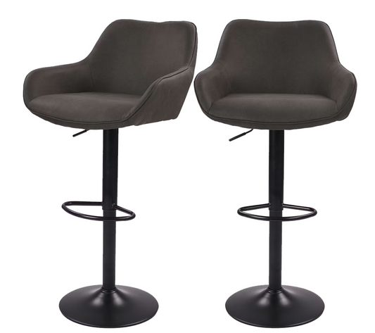 Dutchbone Oliver Barkrukken Set van 2 - Anthracite - 56 x 54 x 109 cm - Verstelbare Zithoogte 60-80 cm