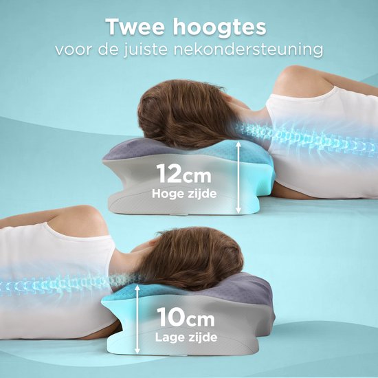 CozySense® Hoofdkussen Traagschuim - Ergonomisch Memory Foam Kussen - Vlinderkussen - Pillow - Afneembare en Wasbare Hoes - Zijslaper, Rug-, & Buikslaper