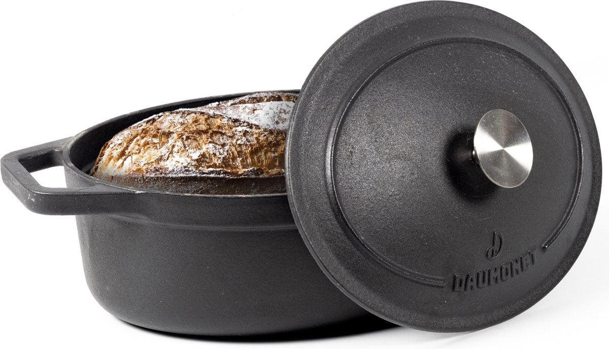 Daumonet Gietijzeren Braadpan 3L Ovaal - Inductie Sudderpan Zwart - Ø29CM - Hittebestendig tot 300°C - Zwart