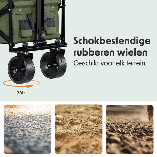 LifeGoods Bolderkar - Opvouwbaar - Tot 120KG - 90L - Wasbaar Polyester - 120x80cm - Groen