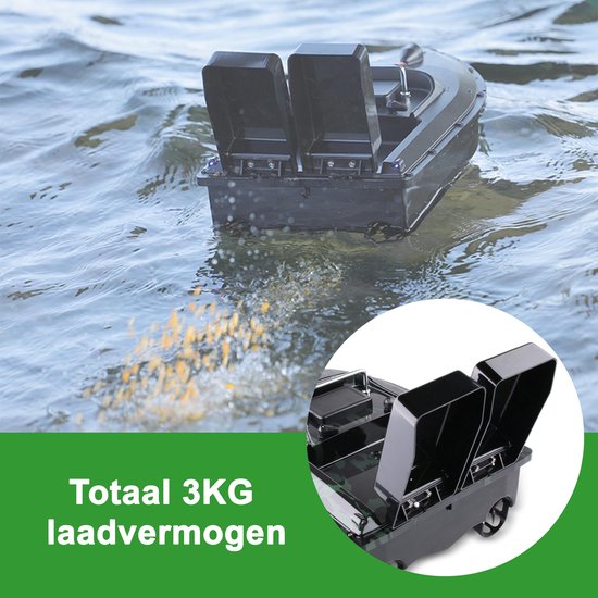 BUDDIE'S® Voerboot – 3KG Laadvermogen - 2 Voerbakken - Verlichting – 500 meter bereik – Opbergtas - Voerboot Karper – Baitboat – Karpervissen