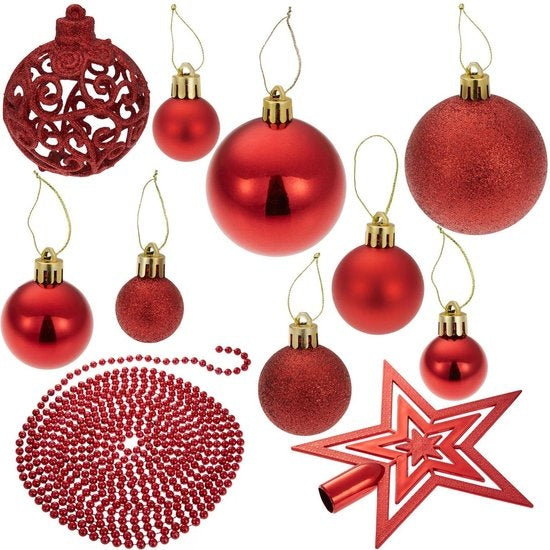 tectake -   Set van 86 kerstballen rood - 403324